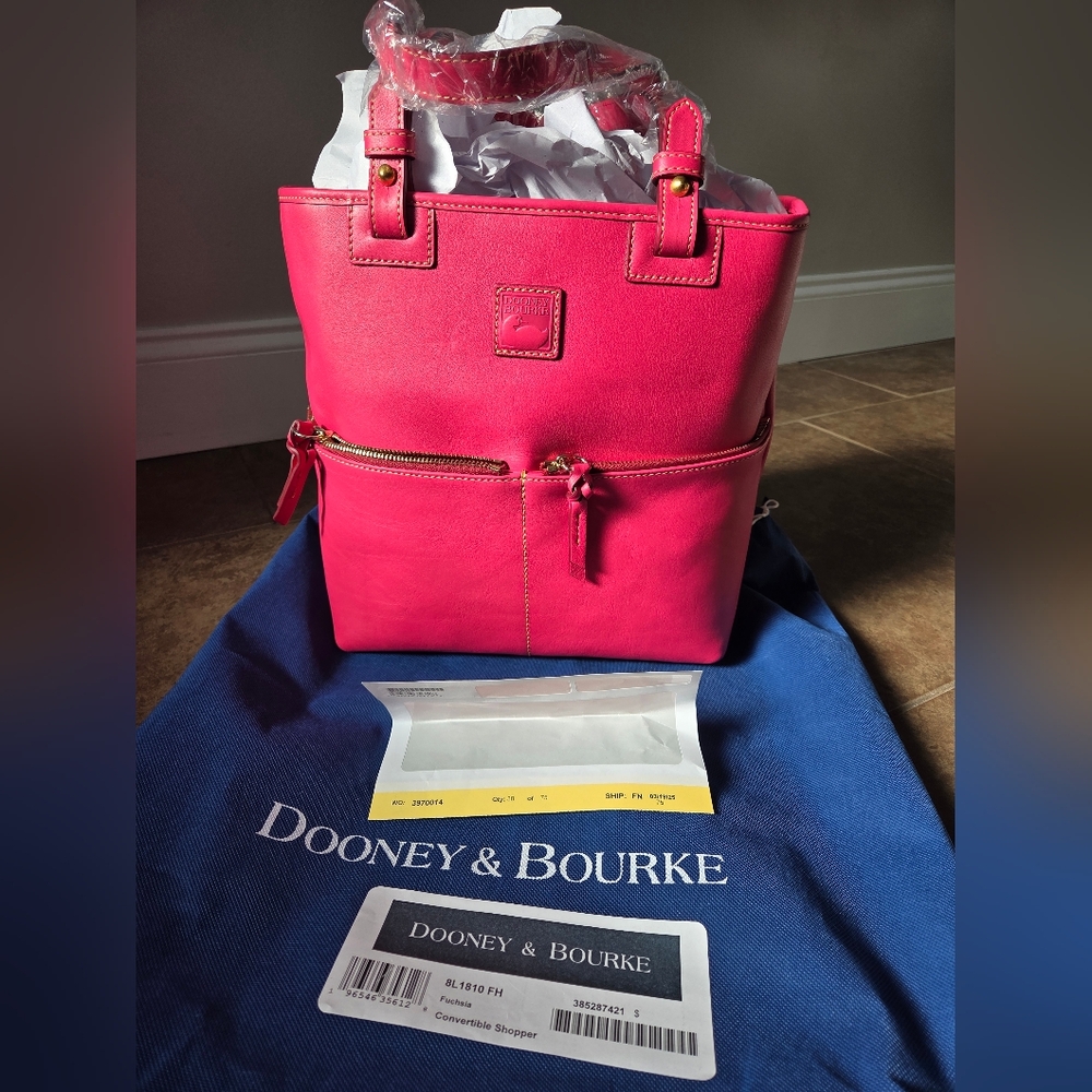 Dooney & Bourke Fuschia Leather Tote Bag